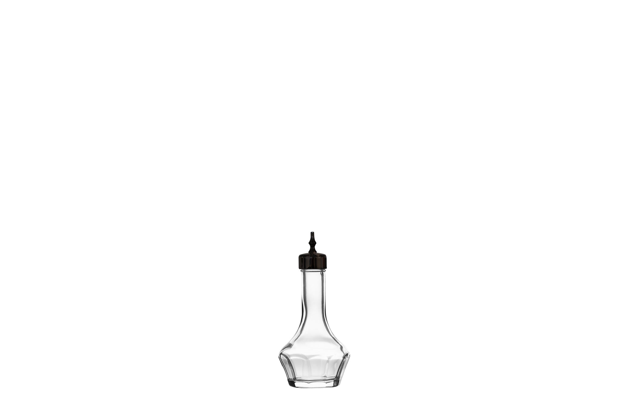 Threaded 2 oz. Clear Bitters Bottle w/ Black Top