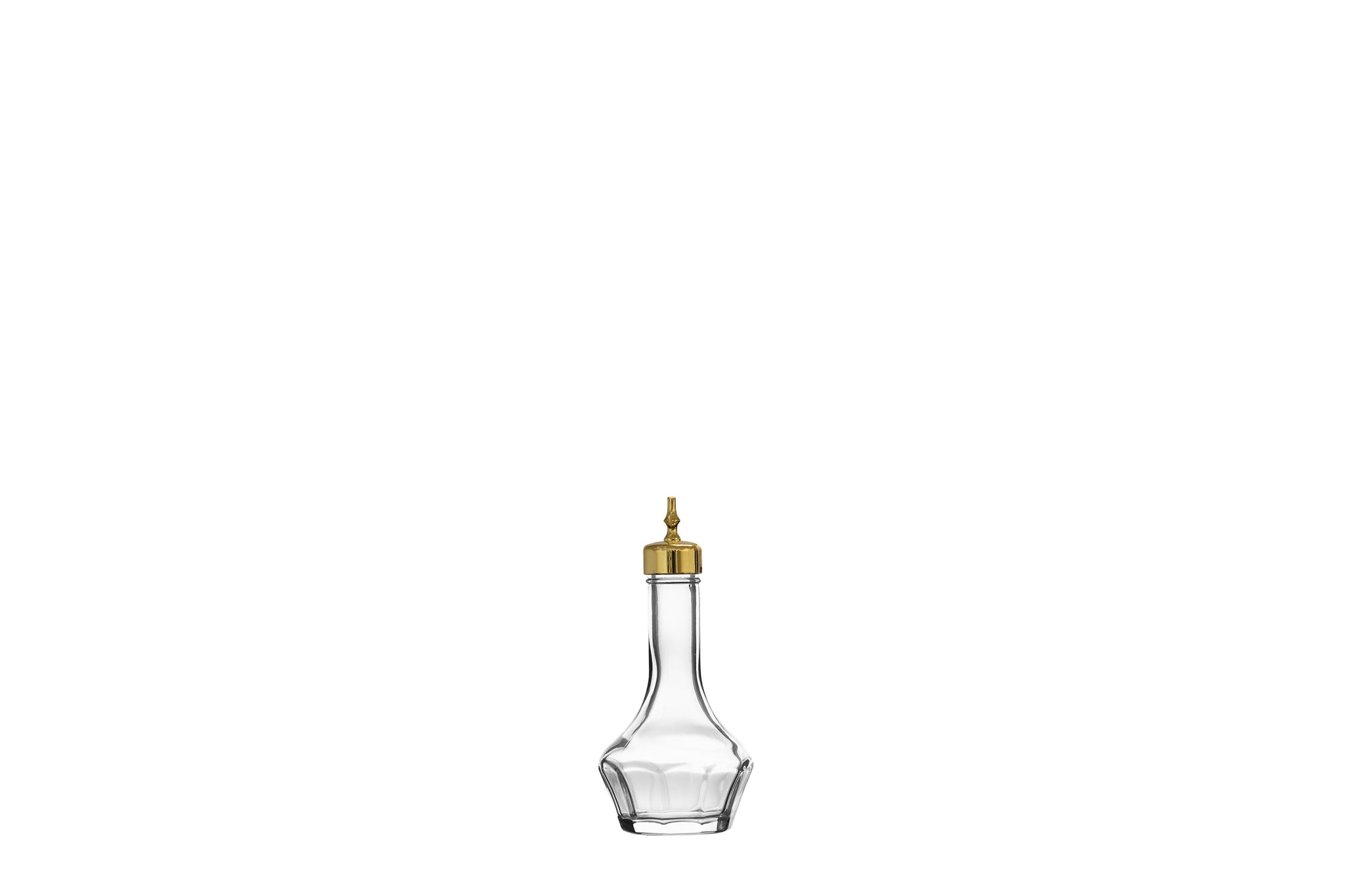 Threaded 2 oz. Clear Bitters Bottle w/ Gold Top